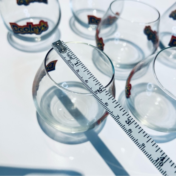 Vintage 6 DOOLEY'S TOFFEE Rockers Liqueur Glasses w/ Box Swirling Round Bottom - Picture 3 of 9